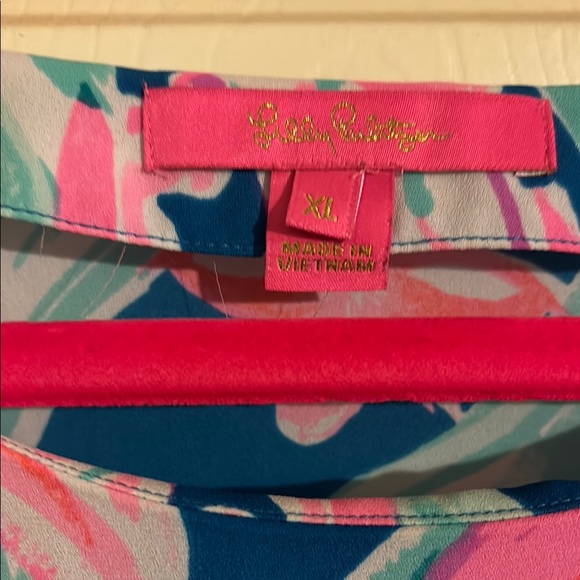 Floral Pink and Blue Women's Top - Picture 2 of 3